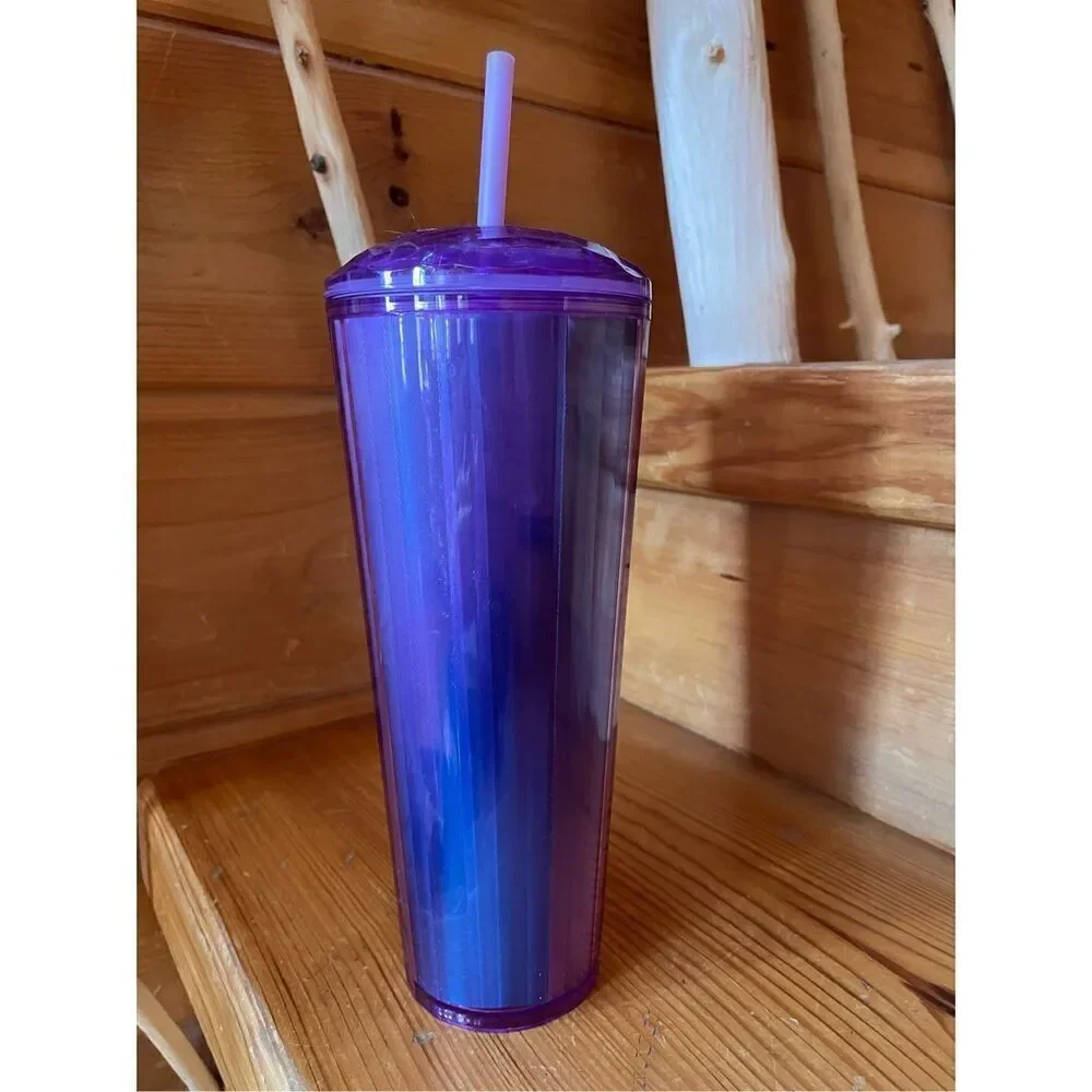 Starbucks Purple Foil Kaleidoscope Dome Cold Cup Tumbler 24 oz